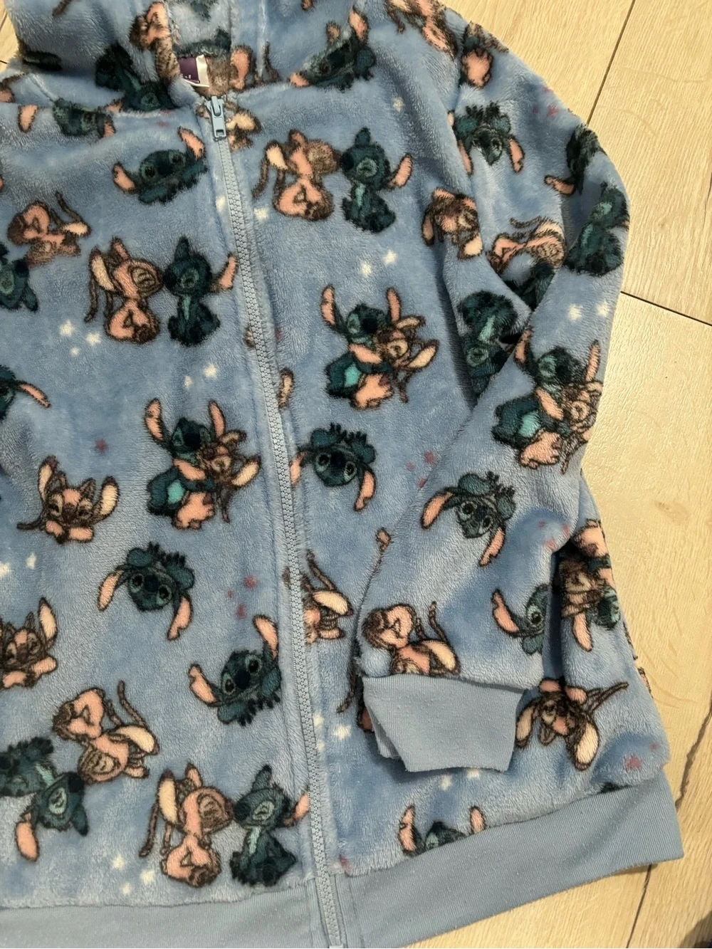 Disney Blue Denim-Look Elastic Waist Shorts with Tropical Print